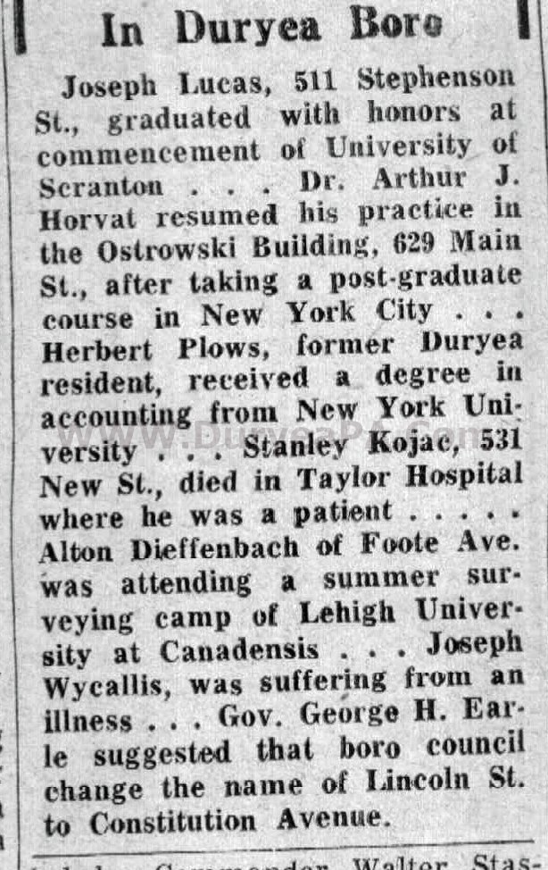 Duryea Pennsylvania Historical Homepage